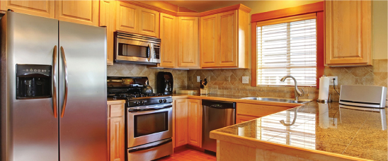 Fitted kitchen with modern appliances